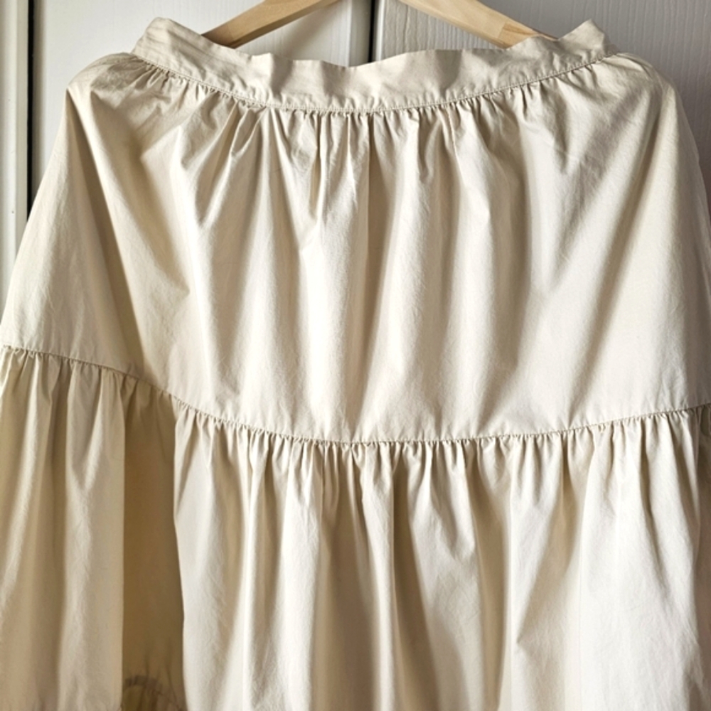 Xirena Angeline Tiered Cotton Midi Skirt XL Cream Boho Poplin Skirt w/ Pockets - Picture 5 of 8